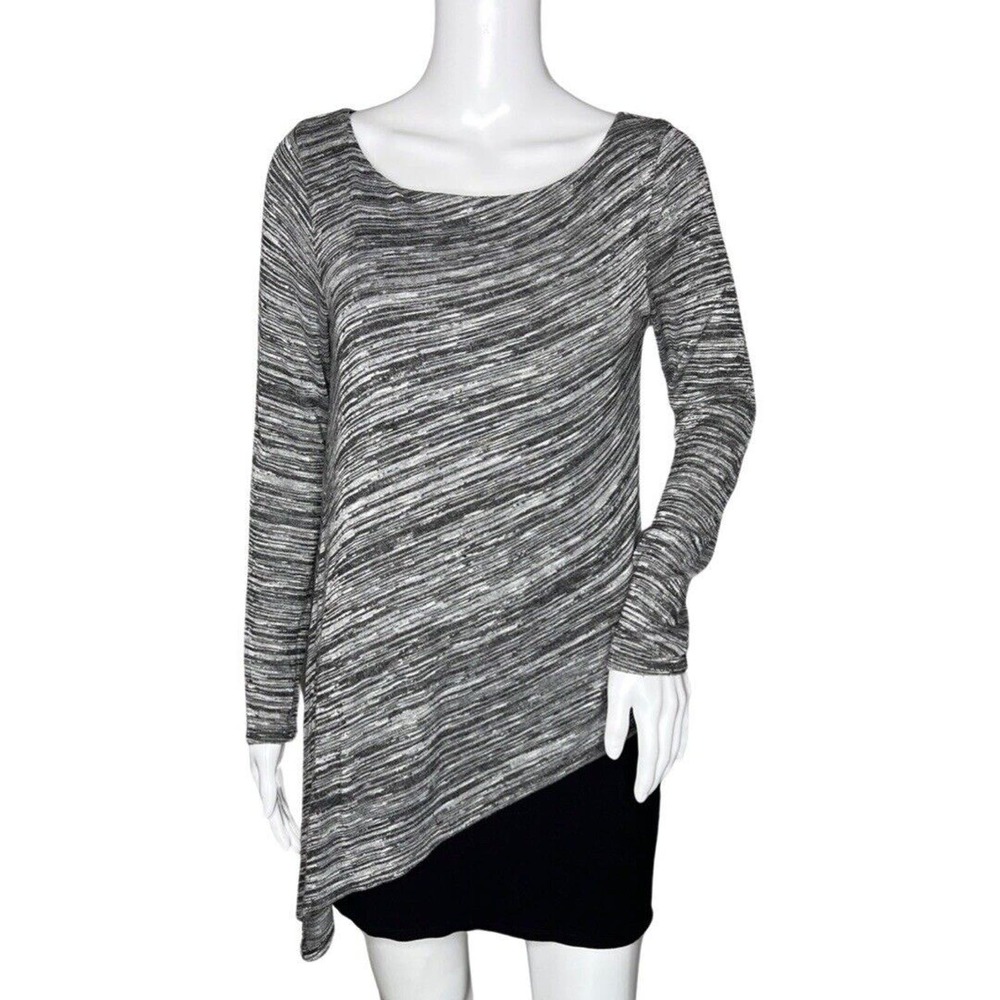 White House Black Market Shirt Womens Small Heather Gray Black Workwear Casual